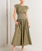 DREAMWEAVER ROMANTIC OLIVE WOVEN MIDI DRESS