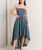 MIDNIGHT VOLUME DENIM MIDI DRESS