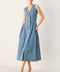 SWEETHEART V-NECK DENIM MIDI DRESS