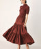 AUTUMN LOVE STORY TIERED MIDI DRESS