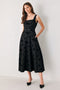 MIDNIGHT DRAMA BLACK STATEMENT MIDI DRESS