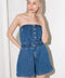 GRACEFULLY WRAPPED MEDIUM DENIM ROMPER