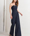 LE BONHEUR V CUT VOW DENIM JUMPSUIT