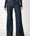 INDIGO IMPRESSION BUTTON DETAIL FLARE JEANS
