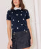 SIDEWALK CAFÉ NAVY SWEATER KNIT TOP