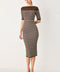 TRENDY CHOCOLATE STRIPE SWEATER MIDI DRESS