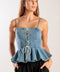 GRAND ENTRANCE INDIGO DENIM TOP