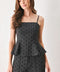CHARCOAL DOT CHARCOAL PEPLUM TOP