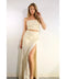 Faux Leather Top And Pleated Slit Skirt Set CREAM/CREAM