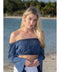 Flare Midnight Blue Off-Shoulder Top