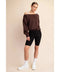 French Terry Fleece Off Shoulder Sweatshirt Espresso
