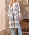 Fuzzy Plaid Long Coat - Ivory Mix
