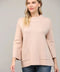 Glitter Yarn Front Pocket Detail Mock Neck Sweater - Rose Gold