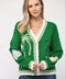 Golf Embroidered Patch Cardigan - GREEN