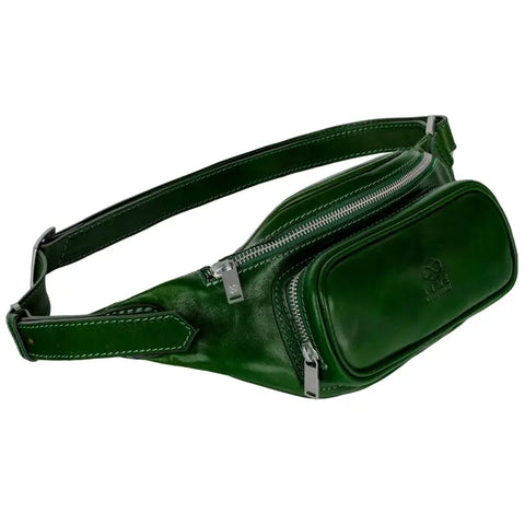 Green Leather Fanny Pack Belly Bag - Independent People