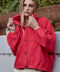 High Neck Button-Up Jacket - Red