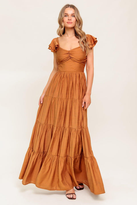SUMMER MILK RUST WOVEN MAXI DRESS