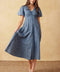 FOREVER MINE LIGHT WEIGHT DENIM MIDI DRESS