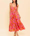 GARDEN GATHERING PINK WOVEN MIDI DRESS