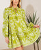 CATCHING FLIGHTS LIME WOVEN MNI DRESS