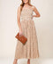 VALHALLA BROWN STRIPED WOVEN MIDI DRESS