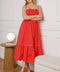 RUSTIC DREAM RED WOVEN MIDI DRESS