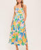 SUNLIT GARDEN PINK BLUE WOVEN MIDI DRESS