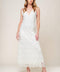 LOVING MENTALITY WHITE WOVEN LACE MIDI DRESS