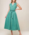 WISHING WELL TEAL GREEN WOVEN MIDI DRESS