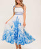 GARDEN BREEZE BLUE WOVEN MIDI DRESS