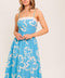 SERENE PETALS BLUE WOVEN MIDI DRESS