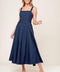 RAULAND NAVY WOVEN MIDI DRESS