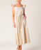 CHAMPAGNE TOAST TAUPE WOVEN MIDI DRESS