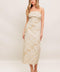 BOHO TROPIC DRAPE WOVEN MIDI DRESS