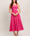 EVENING DELIGHTS FUCHSIA WOVEN MIDI DRESS