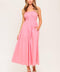 HONEY SUNSET PINK WOVEN MIDI DRESS