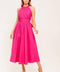 PEONY TOUCH FUCHSIA WOVEN MIDI DRESS
