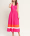 FOREST CHARM FUCHSIA ORANGE WOVEN MIDI DRESS