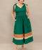 FOREST CHARM WOVEN COLOR BLOCKED MIDI DRESS