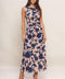 TWILIGHT FLORAL POWER MESH MIDI DRESS
