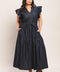 POWER DENIM GODDESS DARK INDIGO MIDI DRESS