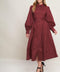 MODERN FEMME BURGUNDY WOVEN MIDI DRESS