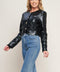 AT THE START FAUX LEATHER BOLERO JACKET