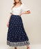 BEBE ALERT NAVY WOVEN MIDI SKIRT