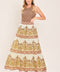 GILDED SCROLL PRINT WOVEN MAXI SKIRT