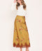 COUNTRYSIDE CHARM CAMEL PRINTED LACE-HEM MIDI SKIRT