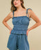 THRIVING ALL NIGHT DENIM ROMPER