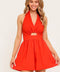 PLUM EMBRACE RED WOVEN ROMPER