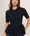 SWEET SERENADE BLACK WOVEN TOP