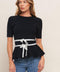 SUNLIT GROVE BLACK SWEATER KNIT TOP